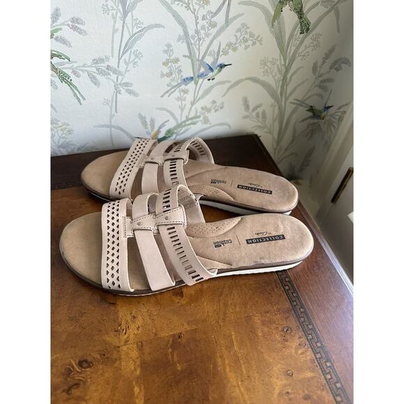 CLARKS 9.5 Sandals Kele Willow Strappy Soft Cushion Pink Slides - Picture 3 of 7